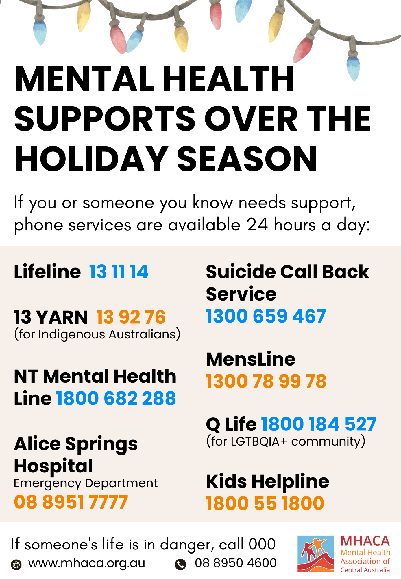 Mental Health Supports over the Holiday Season
